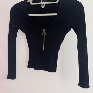 Windsor Black Long Sleeve Top with Zipper